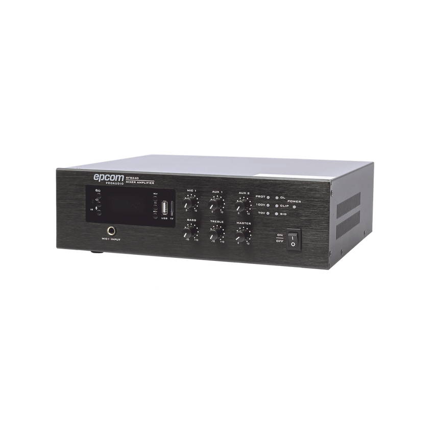 Mini Amplificador de Audio Mezclador | 240W RMS | Sistema 70/100V | MP3 | Tuner | Bluetooth | Musica ambiental y Voceo