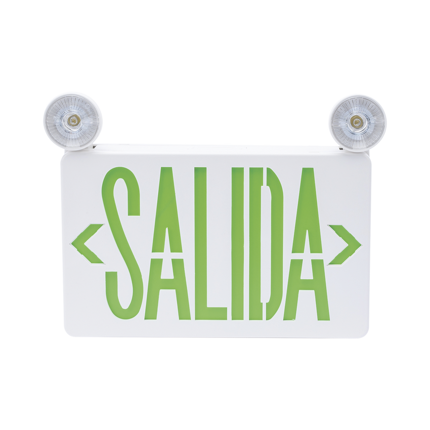 Letrero de Emergencia LED DUAL de SALIDA con Luz de Emergencia/Montaje Universal (pared, lateral o Techo)/Batería de Respaldo Incluida