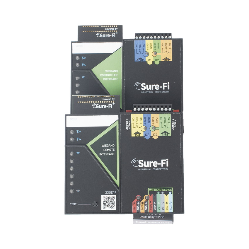 Convertidor de lectora para control de acceso (cableado a inalámbrico) / 1 Wiegand / 2 Relevadores / 2 Entradas / Atraviesa hasta 1.6 KM En Construcción o Material
