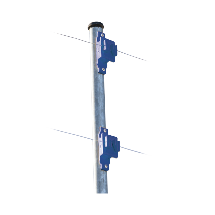Aislador de Paso colo Azul reforzado para cercos eléctricos, resistente al clima extremoso