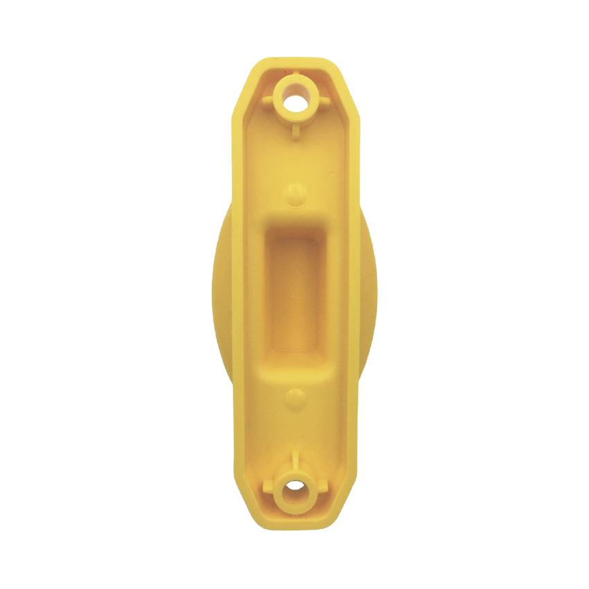 Aislador de Paso color Amarillo reforzado para cercos eléctricos, resistente al clima extremoso