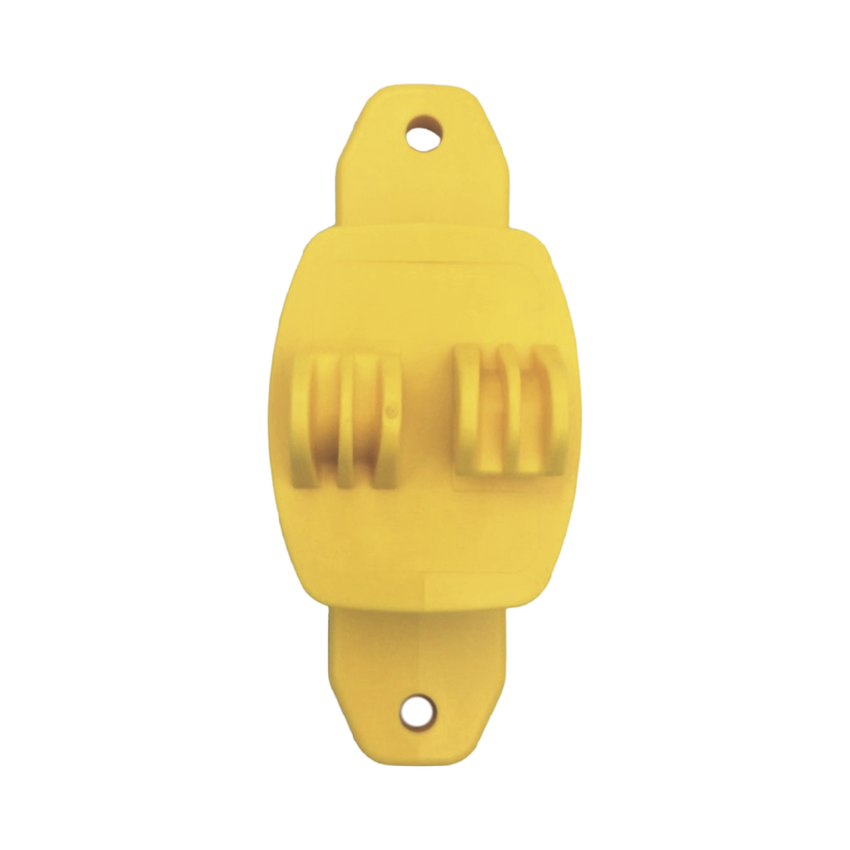Aislador de Paso color Amarillo reforzado para cercos eléctricos, resistente al clima extremoso