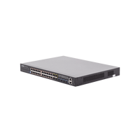 Switch Administrable Stacking Capa 3, 24 Puertos PoE 802.3af/at 10/100/1000T, Hasta 370 W,  4 Puertos 10G SFP+