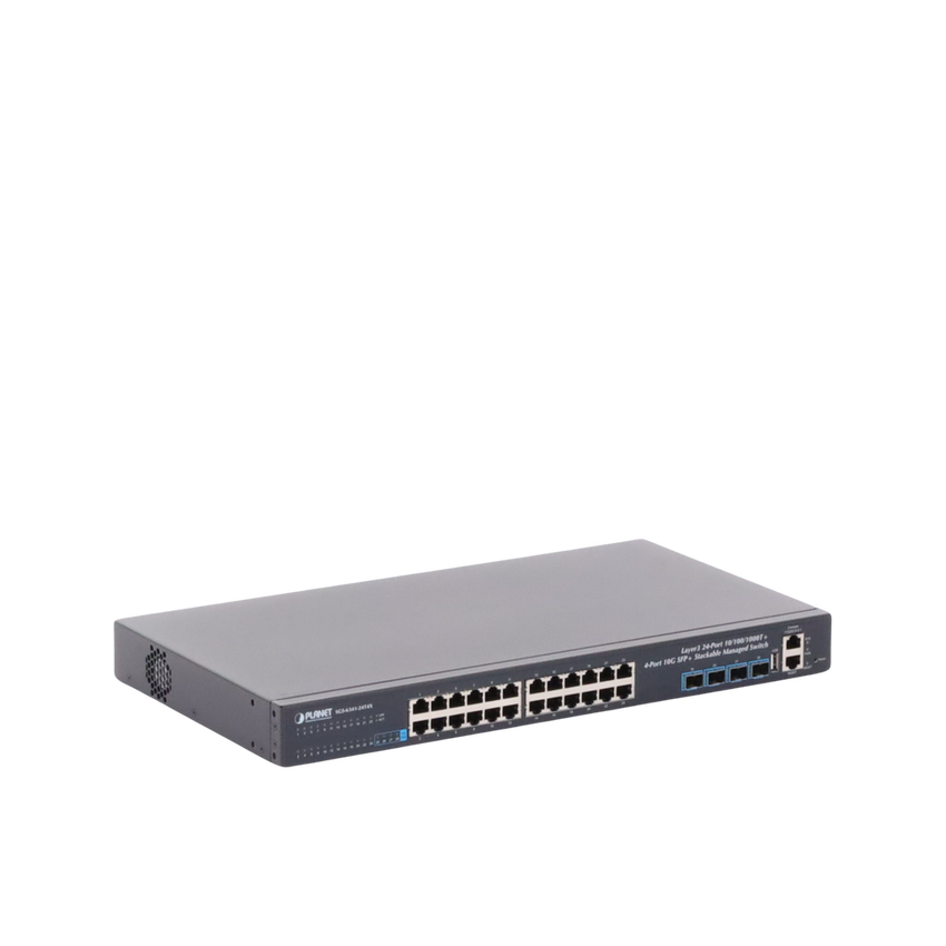 Switch Administrable Capa 3, 24-Puertos 10/100/1000T + 4-Puertos 10G SFP+, Apilable