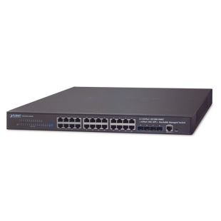 Switch Administrable Capa 3, 24-Puertos 10/100/1000T + 4-Puertos 10G SFP+, Apilable