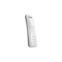 Control remoto 2 canales para motores de persiana Somfy con señal inalámbrica, instrucciones: sube, baja y detener, con posición favorita programada.