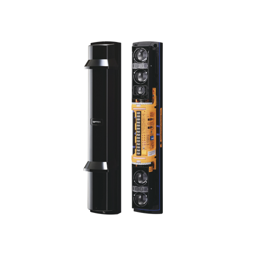 Barrera fotoelectrica de 100 metros 4 rayos  4 canales  doble modulación y transmision automatica de potencia del rayo