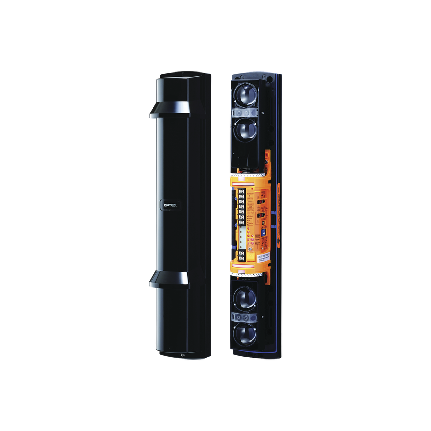 Barrera fotoelectrica de 100 metros 4 rayos  4 canales  doble modulación y control de potencia del rayo