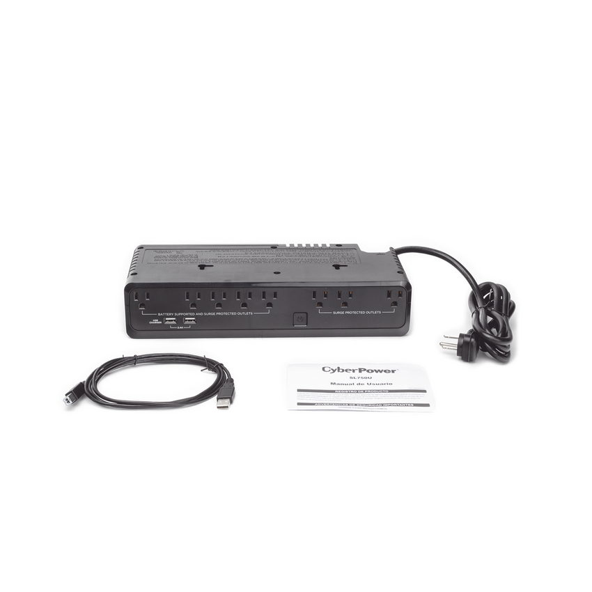 UPS de 750 VA/375 W, Topología Standby, Entrada 120 Vca NEMA 5-15P, de Escritorio, Con 8 Tomas NEMA 5-15R