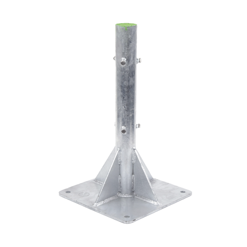 Base para Mástil Hasta 2" con Opresores, Base de 50 x 50 cm y Tubo de 80 cm Ced. 30. Galv. Inmersión.