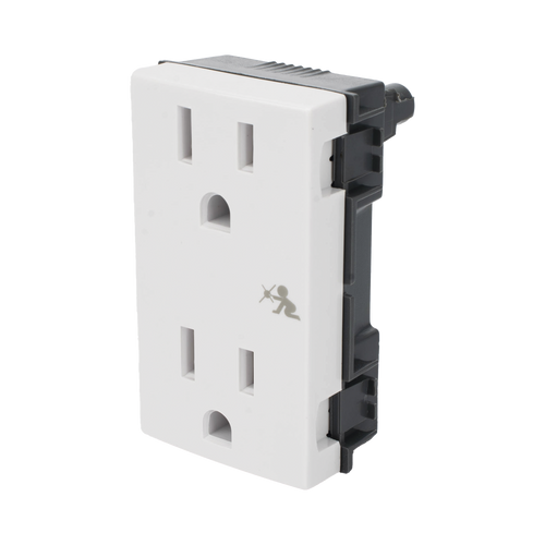 Módulo Dúplex de Contactos Eléctricos 10A 127V Color Blanco / Compatible con Cajas para Pavimento SM-CPAV-2 y SM-CPAV-4 / Requiere Adaptador SM-ADAP-FP para Fijación / Modelo 25424-30