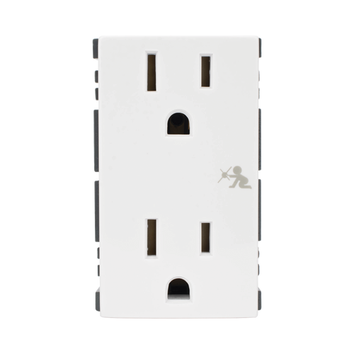 Módulo Dúplex de Contactos Eléctricos 10A 127V Color Blanco / Compatible con Cajas para Pavimento SM-CPAV-2 y SM-CPAV-4 / Requiere Adaptador SM-ADAP-FP para Fijación / Modelo 25424-30