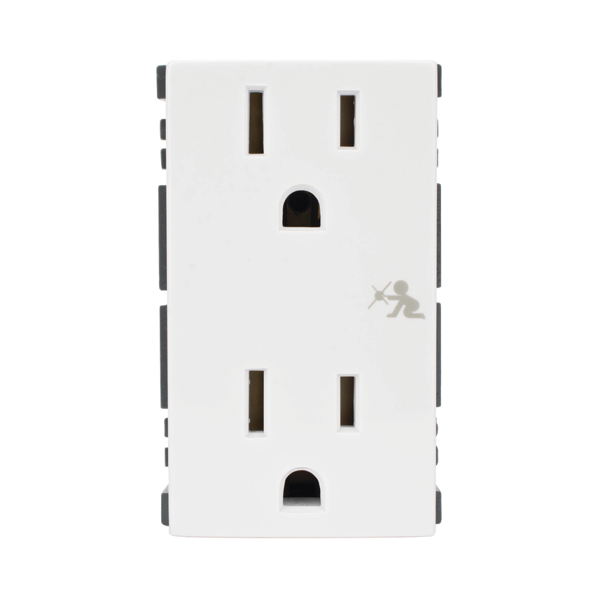 Módulo Dúplex de Contactos Eléctricos 10A 127V Color Blanco / Compatible con Cajas para Pavimento SM-CPAV-2 y SM-CPAV-4 / Requiere Adaptador SM-ADAP-FP para Fijación / Modelo 25424-30