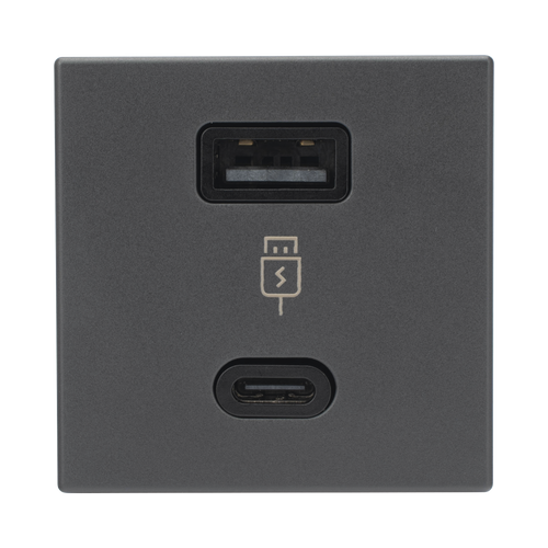 (K126F/14) 2x USB TIPO A+C 5VCD 4,2A Color Grafito