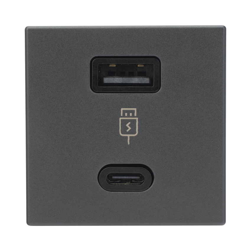 (K126F/14) 2x USB TIPO A+C 5VCD 4,2A Color Grafito