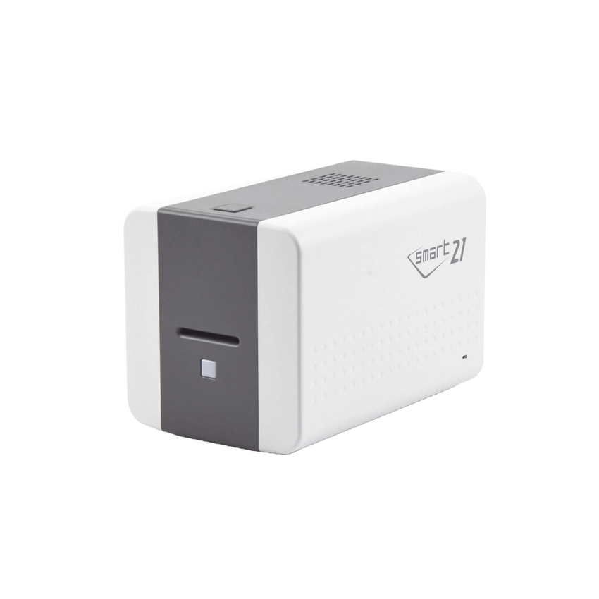 Impresora de Tarjetas Semi- automática SMART21 / Ingreso de Tarjetas Manual/Incluye Ribbon, Software y 100 Tarjetas PVC