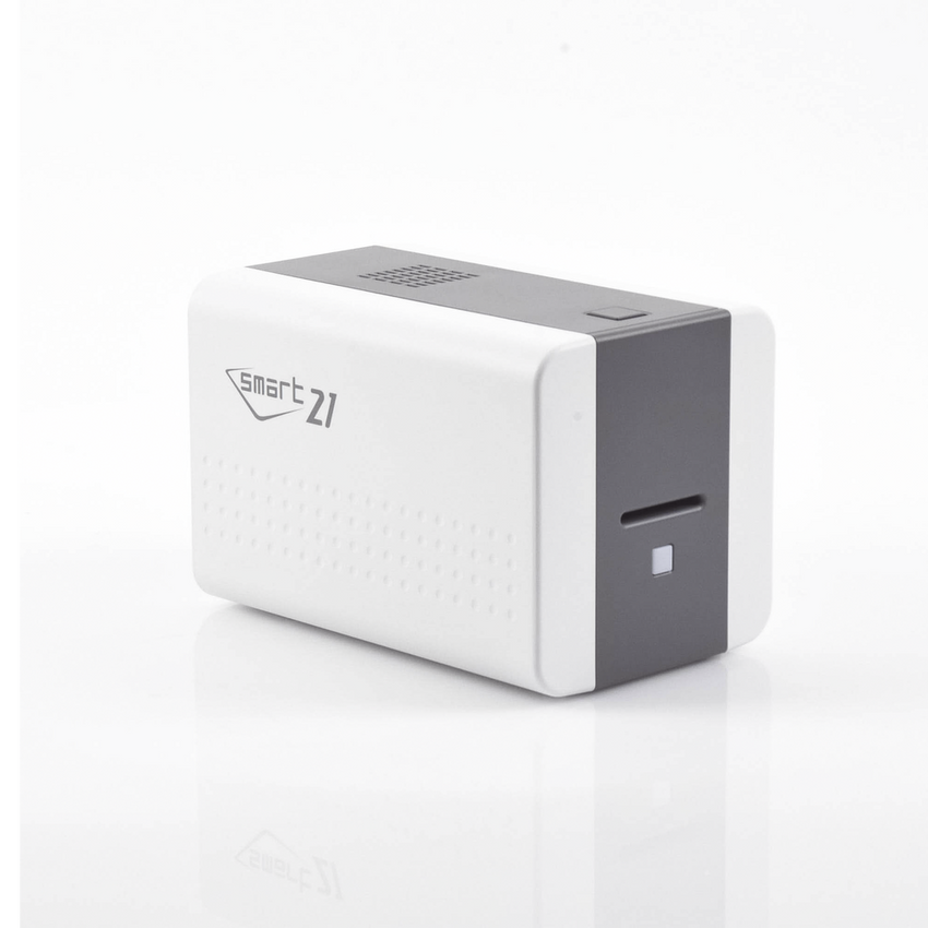 Impresora de Tarjetas Semi- automática SMART21 / Ingreso de Tarjetas Manual/Incluye Ribbon, Software y 100 Tarjetas PVC