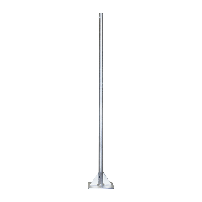 Mástil de 2 metros de 2" Diámetro, con Opresor, Base Soldada . Galvanizado por Inmersión en Caliente.