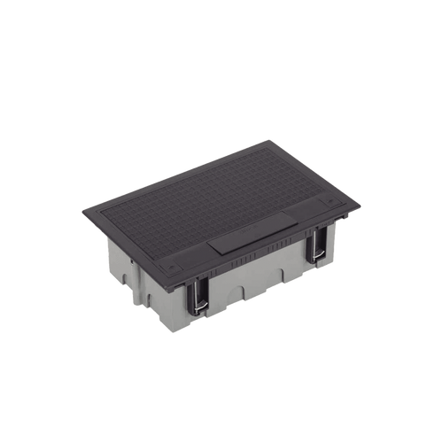 Caja Para Instalación en Pavimento para Voz, Datos o Contactos Eléctricos / Capacidad para 4 Módulos / Espacio Embellecedor en la Tapa / Profundidad Ajustable de 70 a 100 mm (2.76 a 3.94 pulgadas) / Los Módulos se Adquieren Aparte / Incluye Registro