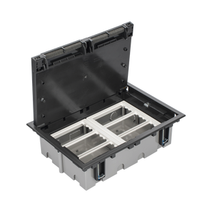 Caja Para Instalación en Piso Falso para Voz, Datos o Contactos Eléctricos / Capacidad para 6 Módulos / Espacio Embellecedor en la Tapa / Profundidad Ajustable de 90 a 120 mm / Los Módulos se Adquieren Aparte / (SF610/14CY)