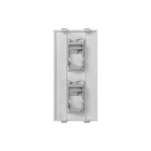 Placa Plana de Voz y Datos con Guardapolvo para 2 RJ45 / Color Blanco / 2 Puertos para Jacks Keystone / Compatible con Cajas de Pavimento SM-CPAV-2 y SM-CPAV-4 / Modelo S76B/9