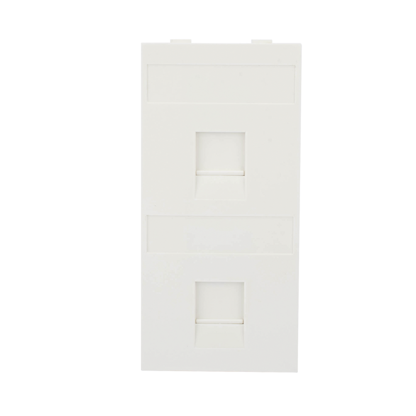 Placa Plana de Voz y Datos con Guardapolvo para 2 RJ45 / Color Blanco / 2 Puertos para Jacks Keystone / Compatible con Cajas de Pavimento SM-CPAV-2 y SM-CPAV-4 / Modelo S76B/9