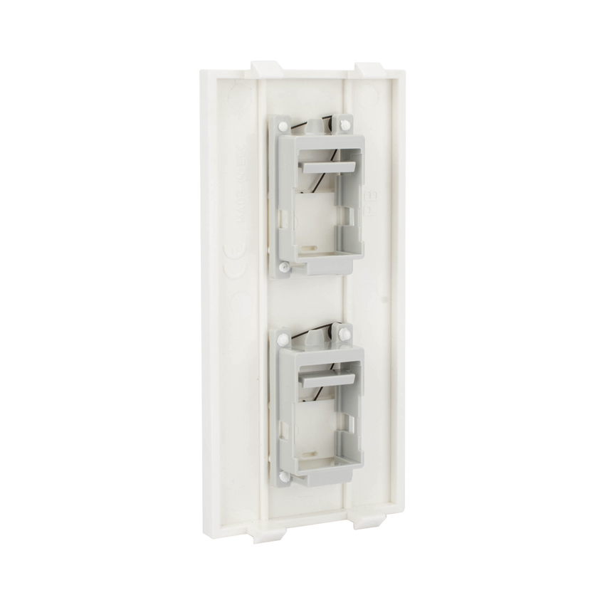 Placa Plana de Voz y Datos con Guardapolvo para 2 RJ45 / Color Blanco / 2 Puertos para Jacks Keystone / Compatible con Cajas de Pavimento SM-CPAV-2 y SM-CPAV-4 / Modelo S76B/9