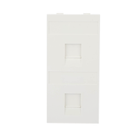 Placa Plana de Voz y Datos con Guardapolvo para 2 RJ45 / Color Blanco / 2 Puertos para Jacks Keystone / Compatible con Cajas de Pavimento SM-CPAV-2 y SM-CPAV-4 / Modelo S76B/9