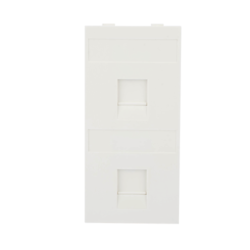Placa Plana de Voz y Datos con Guardapolvo para 2 RJ45 / Color Blanco / 2 Puertos para Jacks Keystone / Compatible con Cajas de Pavimento SM-CPAV-2 y SM-CPAV-4 / Modelo S76B/9