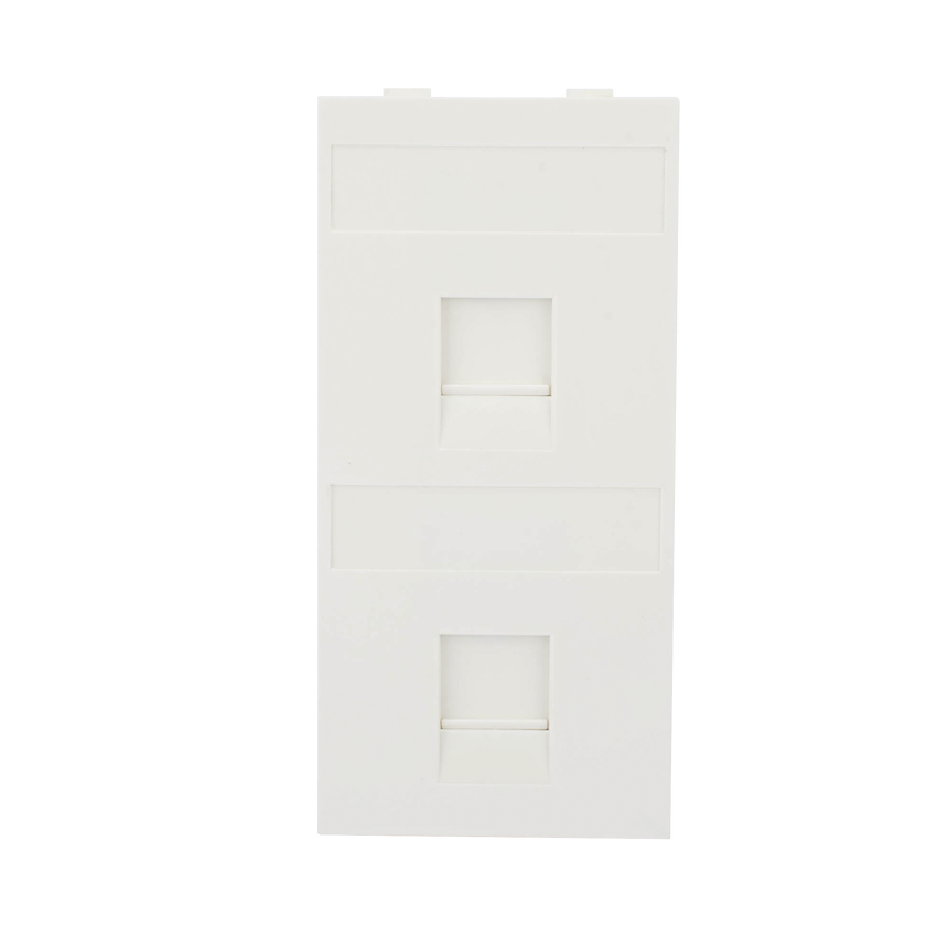 Placa Plana de Voz y Datos con Guardapolvo para 2 RJ45 / Color Blanco / 2 Puertos para Jacks Keystone / Compatible con Cajas de Pavimento SM-CPAV-2 y SM-CPAV-4 / Modelo S76B/9