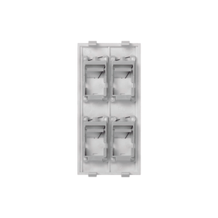 Placa Plana de Voz y Datos con Guardapolvo para 4 RJ45 / Color Blanco / 4 Puertos para Jacks Keystone / Compatible con Cajas de Pavimento SM-CPAV-2 y SM-CPAV-4 / Modelo S76C/9