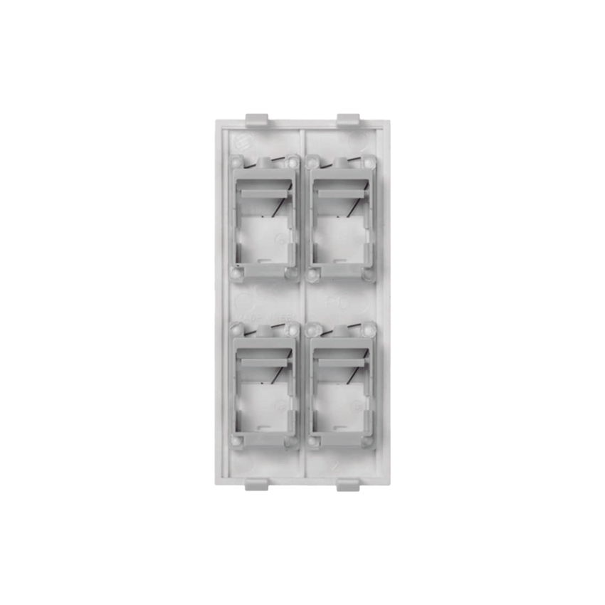 Placa Plana de Voz y Datos con Guardapolvo para 4 RJ45 / Color Blanco / 4 Puertos para Jacks Keystone / Compatible con Cajas de Pavimento SM-CPAV-2 y SM-CPAV-4 / Modelo S76C/9