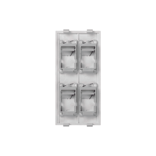 Placa Plana de Voz y Datos con Guardapolvo para 4 RJ45 / Color Blanco / 4 Puertos para Jacks Keystone / Compatible con Cajas de Pavimento SM-CPAV-2 y SM-CPAV-4 / Modelo S76C/9