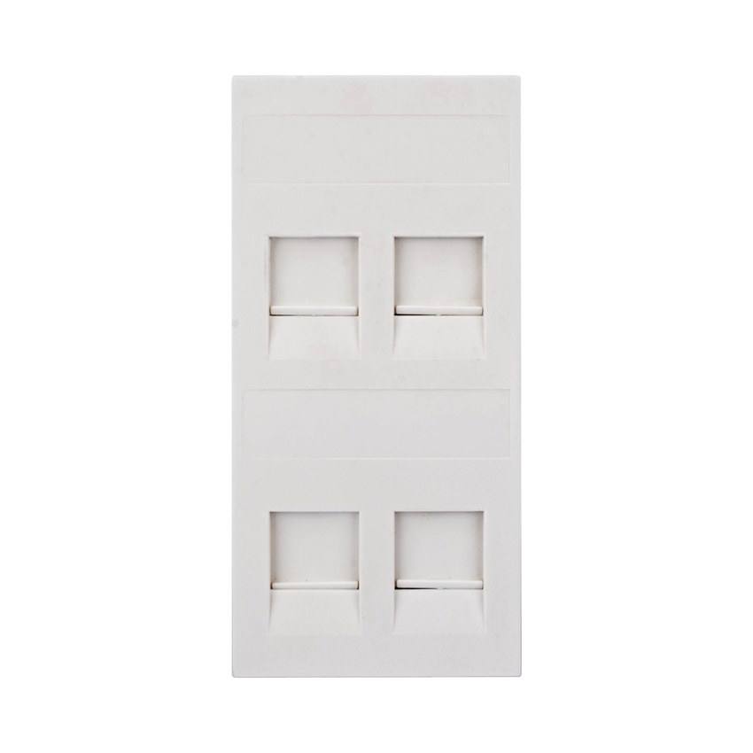Placa Plana de Voz y Datos con Guardapolvo para 4 RJ45 / Color Blanco / 4 Puertos para Jacks Keystone / Compatible con Cajas de Pavimento SM-CPAV-2 y SM-CPAV-4 / Modelo S76C/9