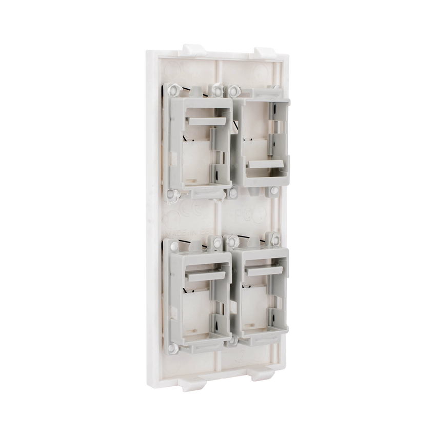 Placa Plana de Voz y Datos con Guardapolvo para 4 RJ45 / Color Blanco / 4 Puertos para Jacks Keystone / Compatible con Cajas de Pavimento SM-CPAV-2 y SM-CPAV-4 / Modelo S76C/9