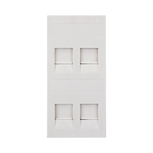 Placa Plana de Voz y Datos con Guardapolvo para 4 RJ45 / Color Blanco / 4 Puertos para Jacks Keystone / Compatible con Cajas de Pavimento SM-CPAV-2 y SM-CPAV-4 / Modelo S76C/9