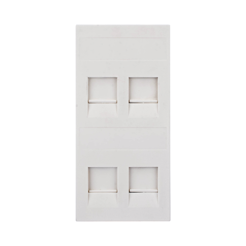 Placa Plana de Voz y Datos con Guardapolvo para 4 RJ45 / Color Blanco / 4 Puertos para Jacks Keystone / Compatible con Cajas de Pavimento SM-CPAV-2 y SM-CPAV-4 / Modelo S76C/9