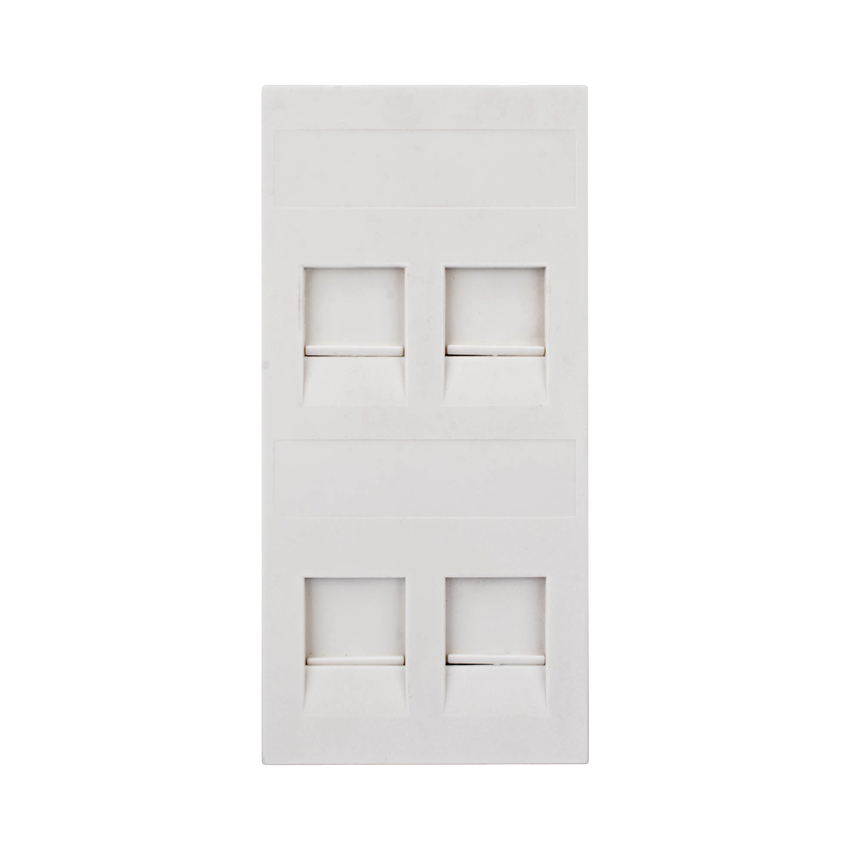 Placa Plana de Voz y Datos con Guardapolvo para 4 RJ45 / Color Blanco / 4 Puertos para Jacks Keystone / Compatible con Cajas de Pavimento SM-CPAV-2 y SM-CPAV-4 / Modelo S76C/9