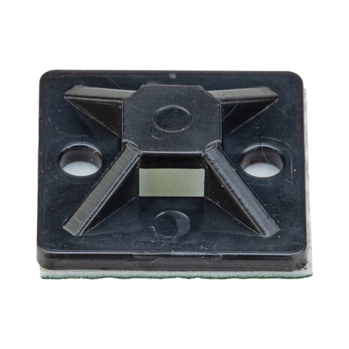 Montaje-Sujetador Adhesivo STRONGHOLD de 4 Vías de 1" x 1" x 1/4", Color Negro,  Nylon 6.6 Retardante de Llamas V-2, Paquete de 100pz