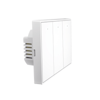 Interruptor On/Off panel táctil touch inalámbrico ZigBee Plus 3 botones. Compatible Control Akubela