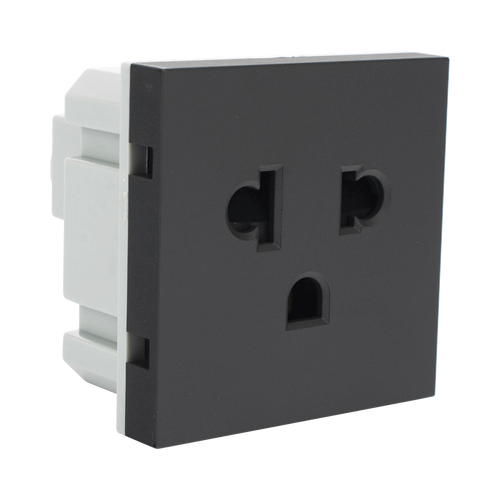 Módulo para Tomacorriente Euroamericano / Color Grafito / 45x45 mm (1.77 x 1.77 Pulgadas) / Compatible con Torres y Cajas para Escritorio de la Marca Simon