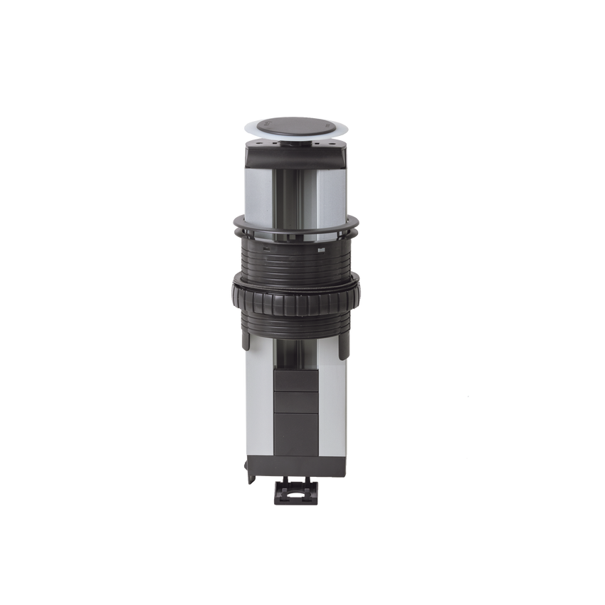 Teleblock Simon K45 para Voz, Datos, Multimedia o Contactos Eléctricos / Capacidad para 4 Módulos K45 / Apertura Manual con Tapa Abatible / Instalación en Mobiliario de Oficina o Comercial /  (KTL204CM)