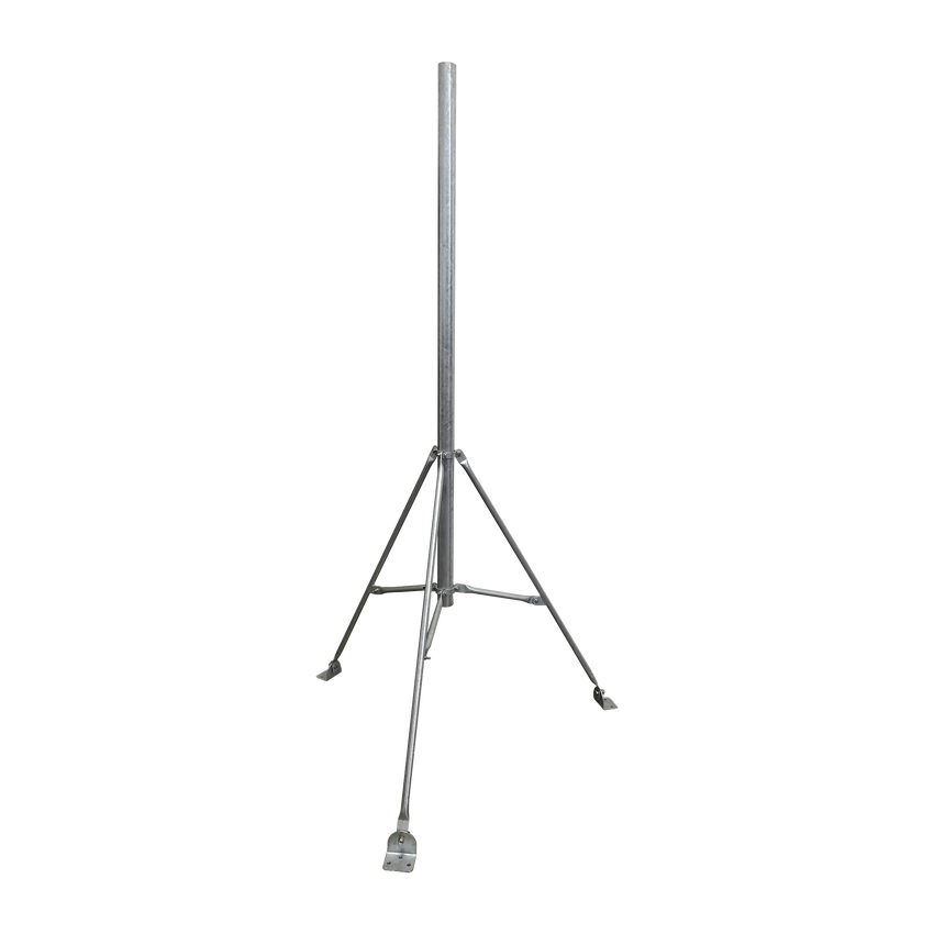 Mástil de 2" x 1.5 metros con Tripie para Instalación en losa. Acero Galvanizado en Caliente.