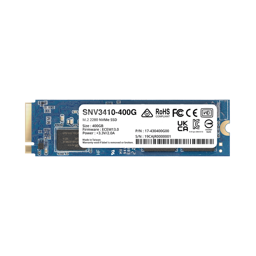 SSD 400GB NVMe M.2 2280, diseñada para Synology NAS con ranuras M.2 integradas