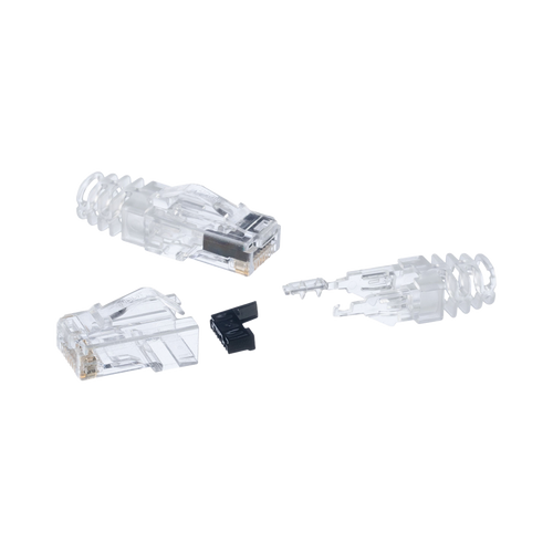 Plug RJ45 Cat6 de 3 Piezas, Para Cable UTP de Calibre 23-24 AWG, Chapado en Oro de 50 micras, Paquete de 100 Piezas