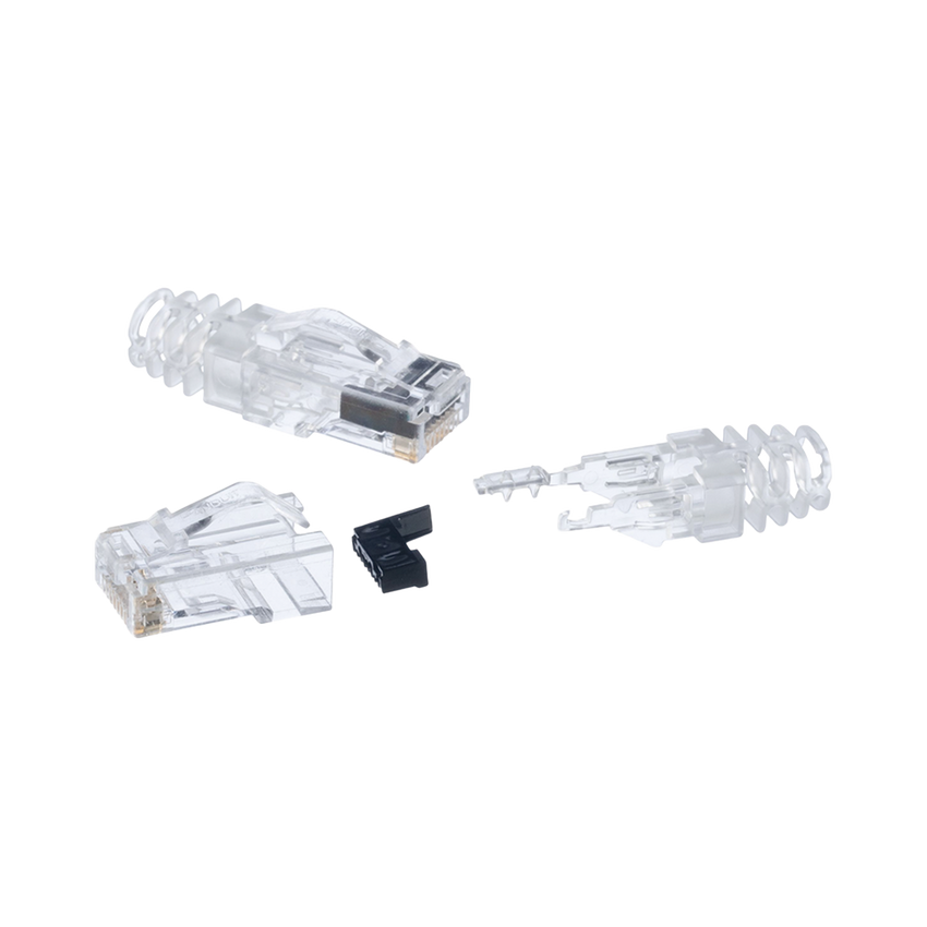Plug RJ45 Cat6 de 3 Piezas, Para Cable UTP de Calibre 23-24 AWG, Chapado en Oro de 50 micras, Paquete de 100 Piezas