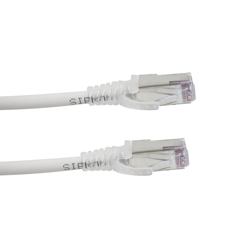 Patch Cord Skinny Cat6A Blindado S/FTP, 1.52 Metros (5 Pies), Diámetro Reducido 28 AWG, Color Blanco