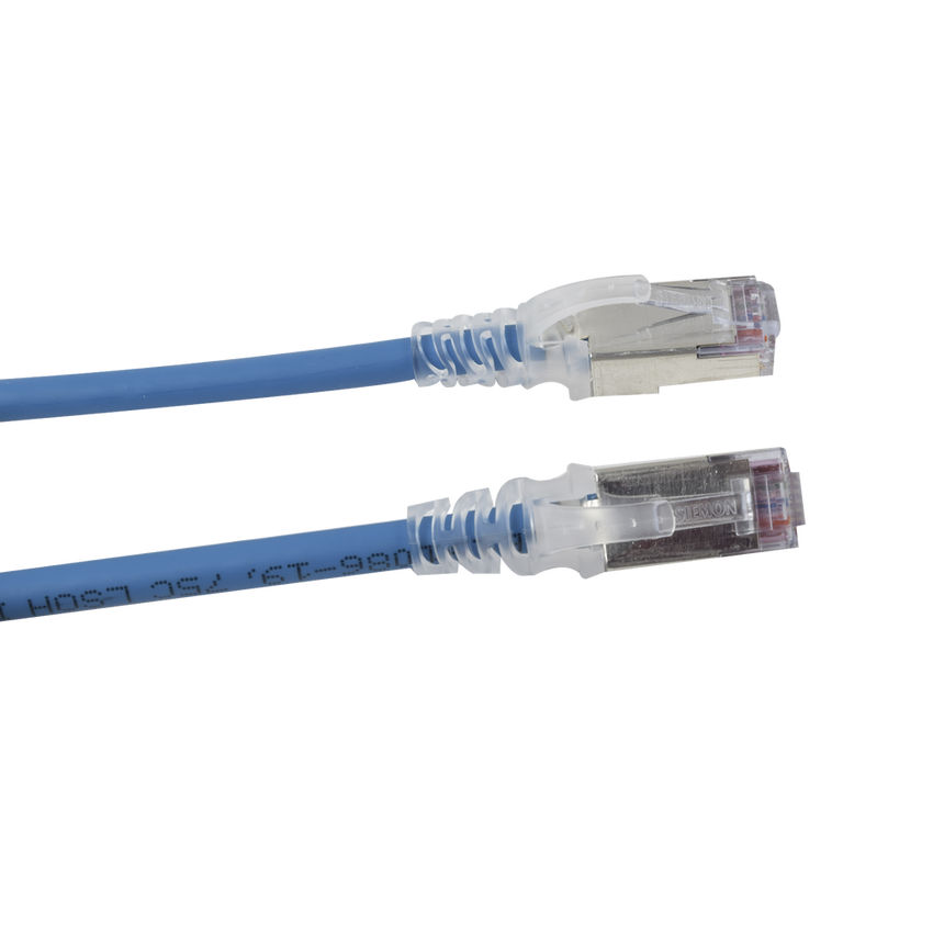 Patch Cord Skinny Cat6A Blindado S/FTP, 2.13 Metros (7 Pies), Diámetro Reducido 28 AWG, Color Azul