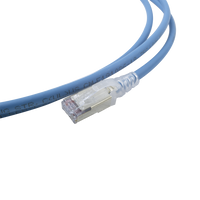 Patch Cord Skinny Cat6A Blindado S/FTP, 2.13 Metros (7 Pies), Diámetro Reducido 28 AWG, Color Azul
