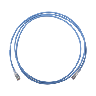 Patch Cord Skinny Cat6A Blindado S/FTP, 2.13 Metros (7 Pies), Diámetro Reducido 28 AWG, Color Azul